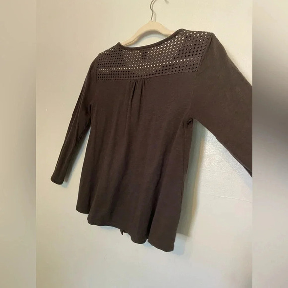 Eddie Bauer Crochet Boxy Blouse Button Up Cottagecore Coquette Modesty Top Boho - Picture 7 of 12